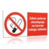 ZNAK 20 X 40 ZAKAZ PALENIA OBOWIĄZUJE NA TERENIE CAŁEGO OBIEKTU 209 F-14
