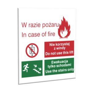 ZNAK 15 X 15 W RAZIE POŻARU IN CASE OF FIRE 154 C