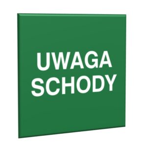 ZNAK 15 X 15 UWAGA SCHODY 155 D