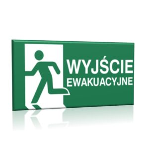 ZNAK 15 X 30 PŁYTA WYJŚCIE EWAKUACYJNE LEWOSTRONNE E01 D-WE