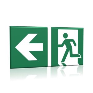 ZNAK 15 X 30 PŁYTA WYJŚCIE EWAKUACYJNE LEWOSTRONNE E01 D-LL