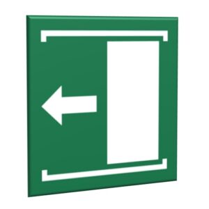 ZNAK 15 X 15 KIERUNEK RUCHU DRZWI PRZESUWNYCH LEWYCH E34 C
